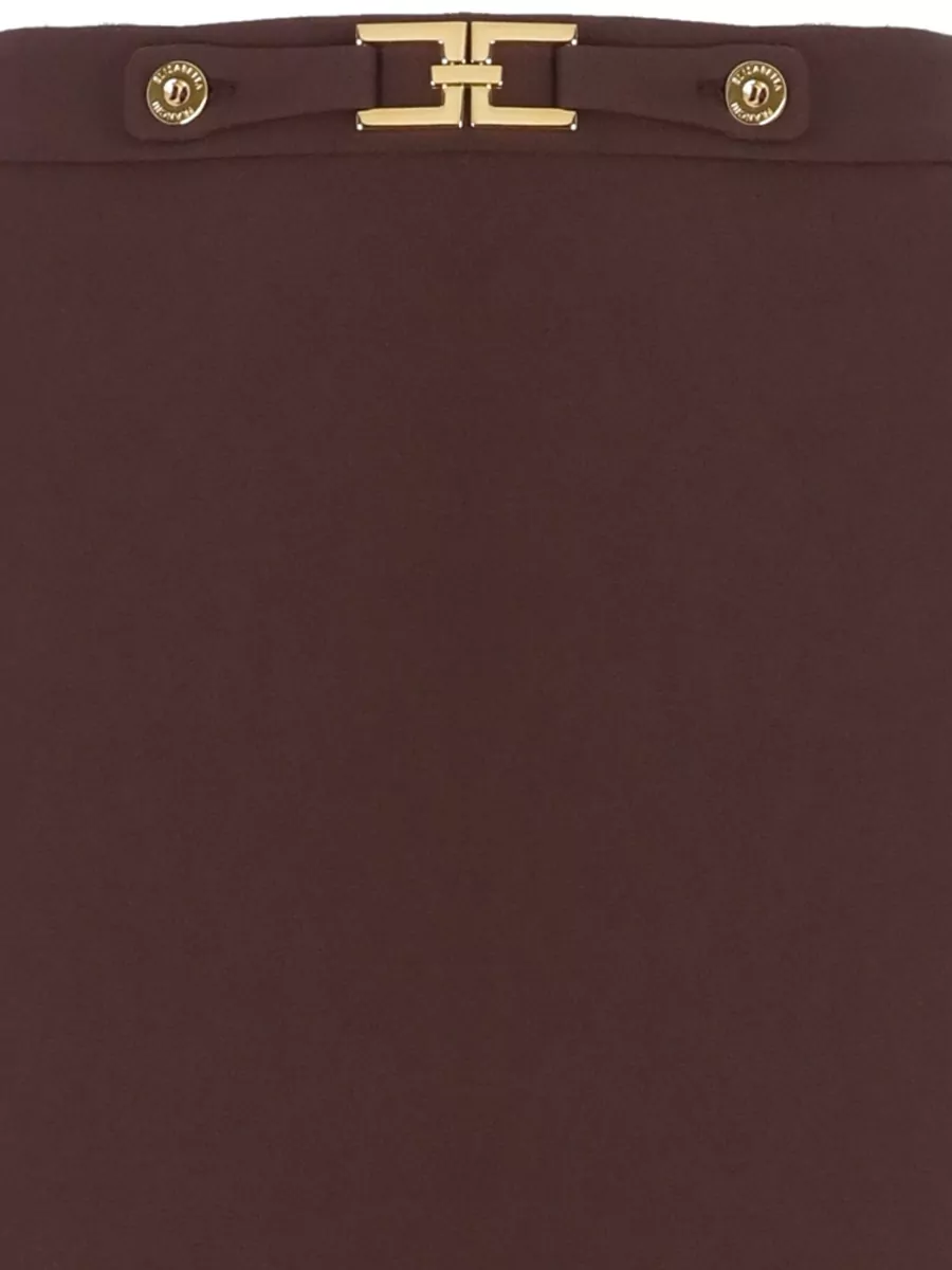 Elisabetta Franchi High Waist Midi Skirt Front Buttons