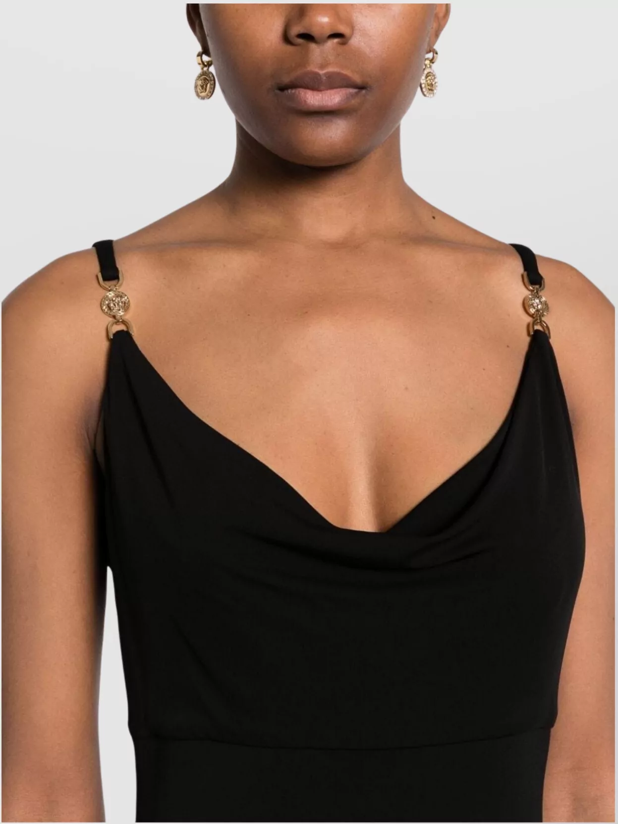 Versace Knee-Length Stretch-Jersey Dress Cowl Neck