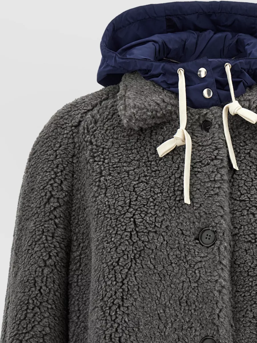 Miu Miu Teddy Single-Breasted Hooded Coat
