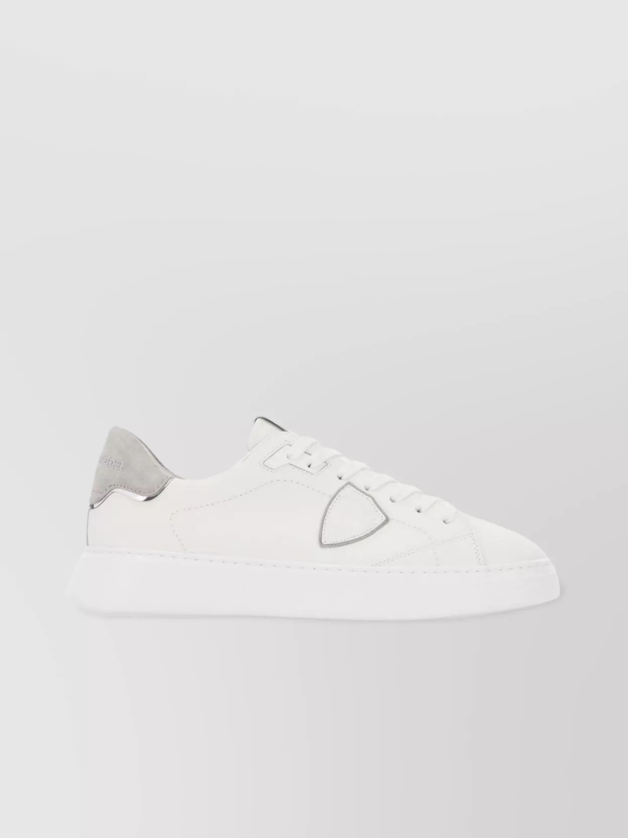 PHILIPPE MODEL TEMPLE SNEAKERS IN PEBBLE LEATHER WITH SUEDE HEEL