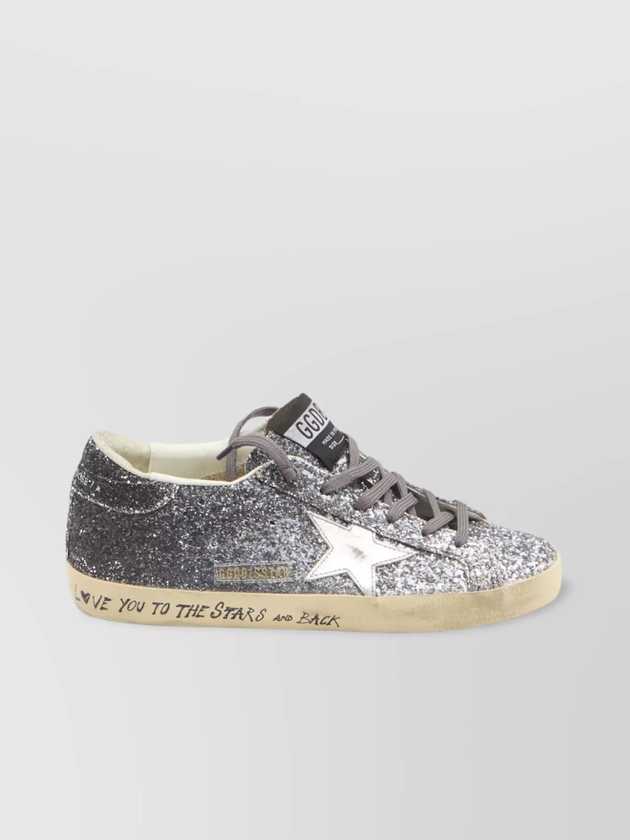 Golden Goose Super-star Classic With List Glitter Upper Toe Tongue And Heel Laminated Star Sneakers Grey In Gray