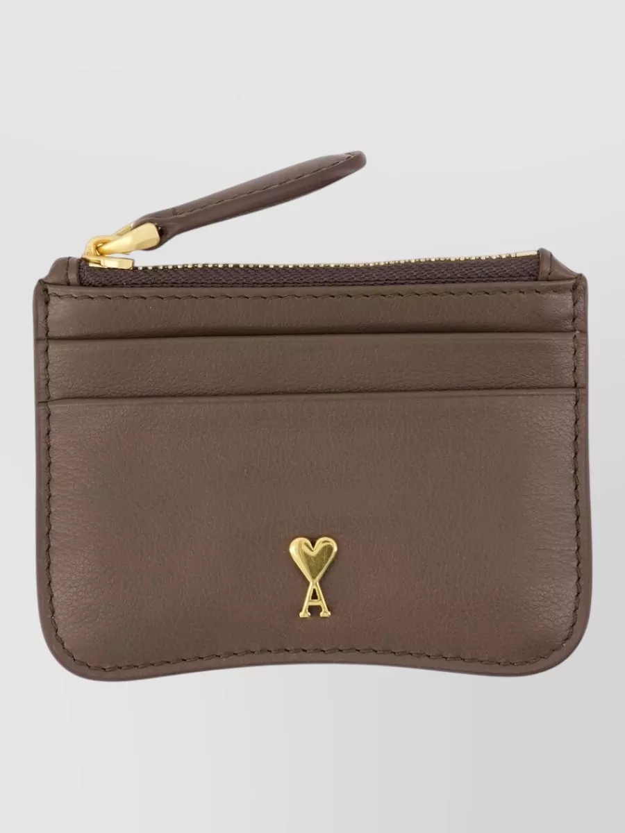 Ami Alexandre Mattiussi Paris Zipped Leather Card Holder Keyring