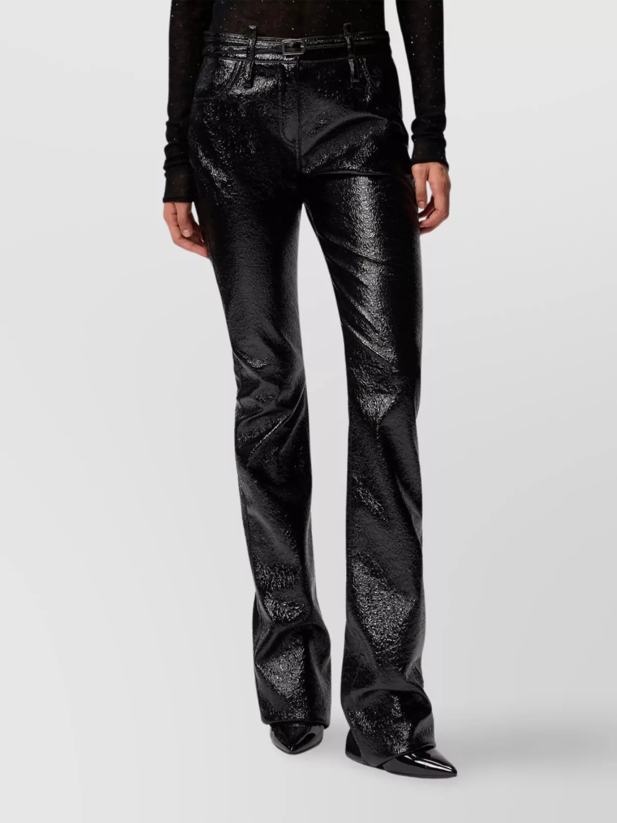 Pinko Rocio Trousers With Shiny Finish And Belt Loops