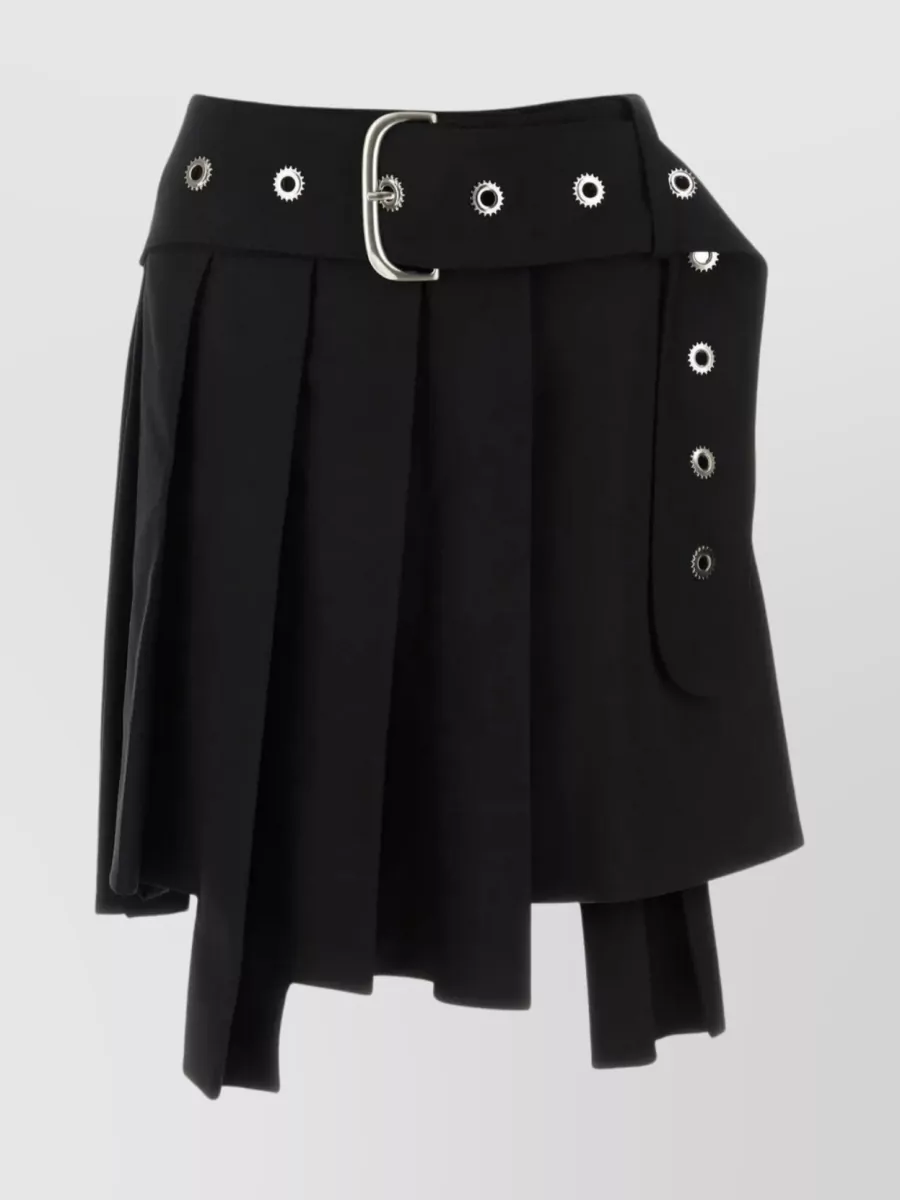 Shop Off-white Unique Hemline Dynamic Wool Skirt In Black