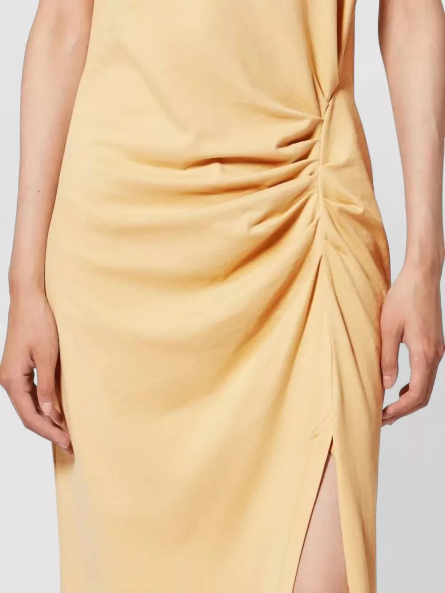 Isabel Marant Cap Sleeve Midi Dress Ruched Ruffle Slit