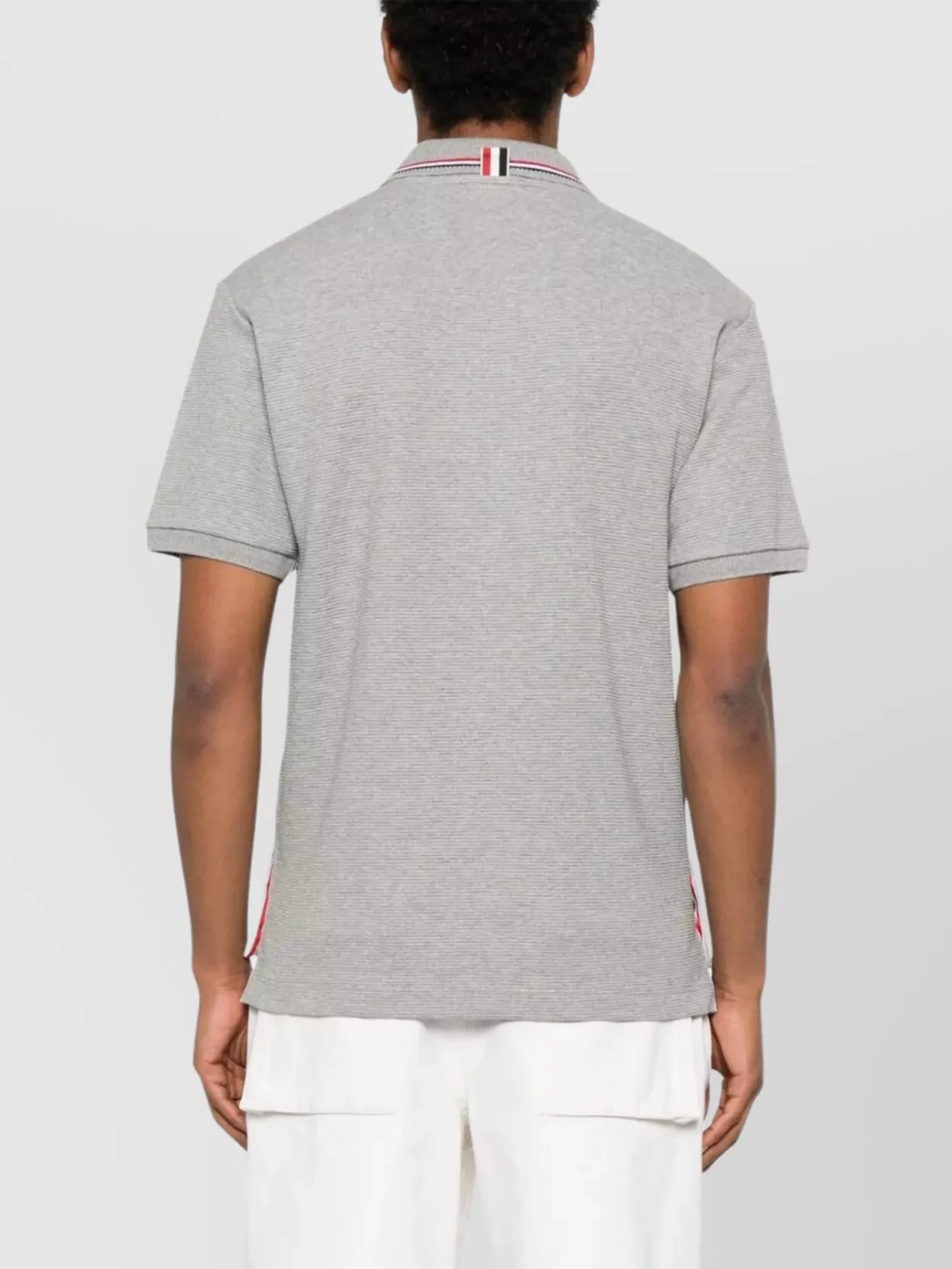 Thom Browne Short Sleeve Rib Cuff Polo With Rwb Stripe