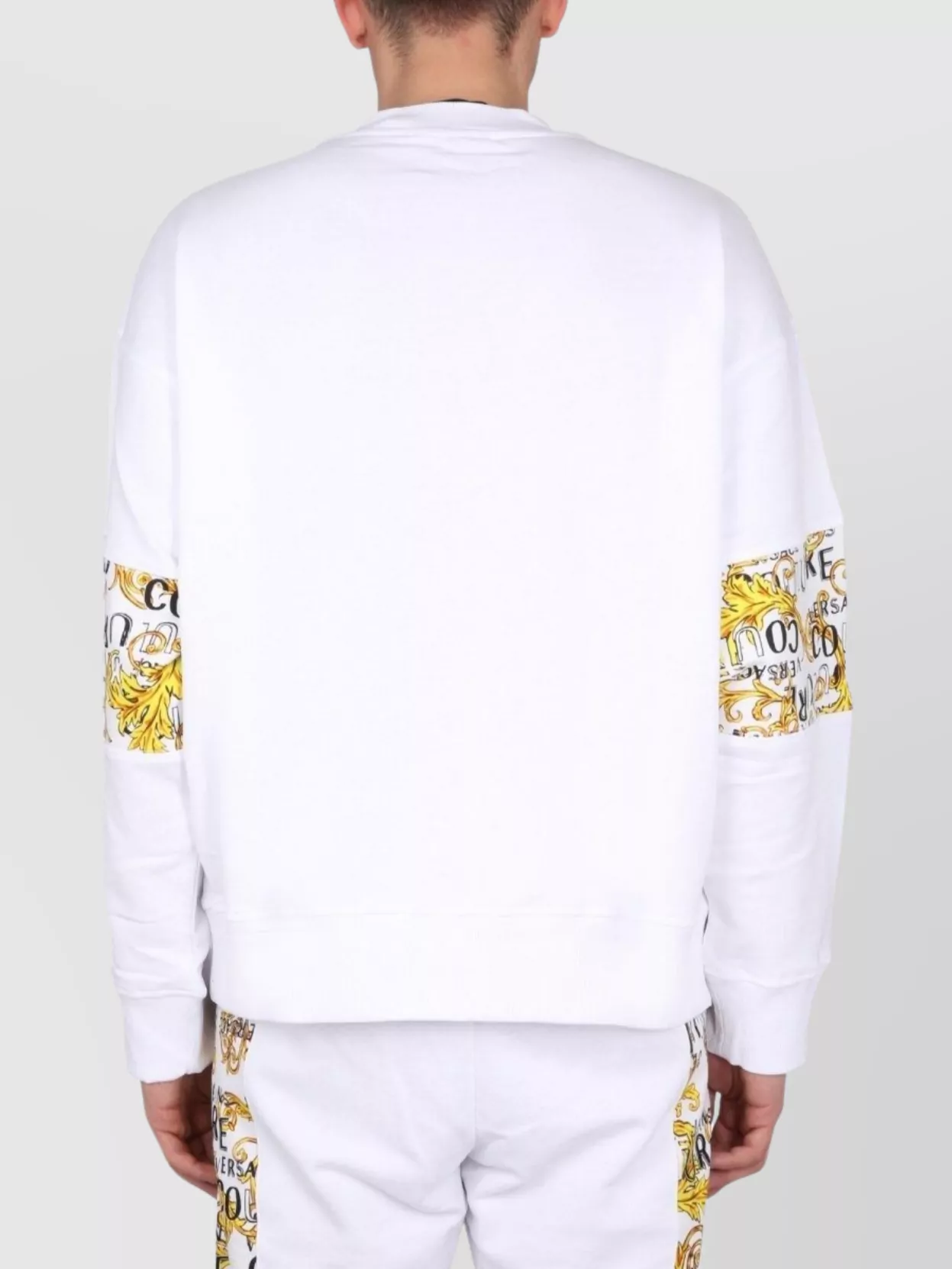 Versace Jeans Couture Logo Graphic Cross-Neck Long Sleeve Sweatshirt