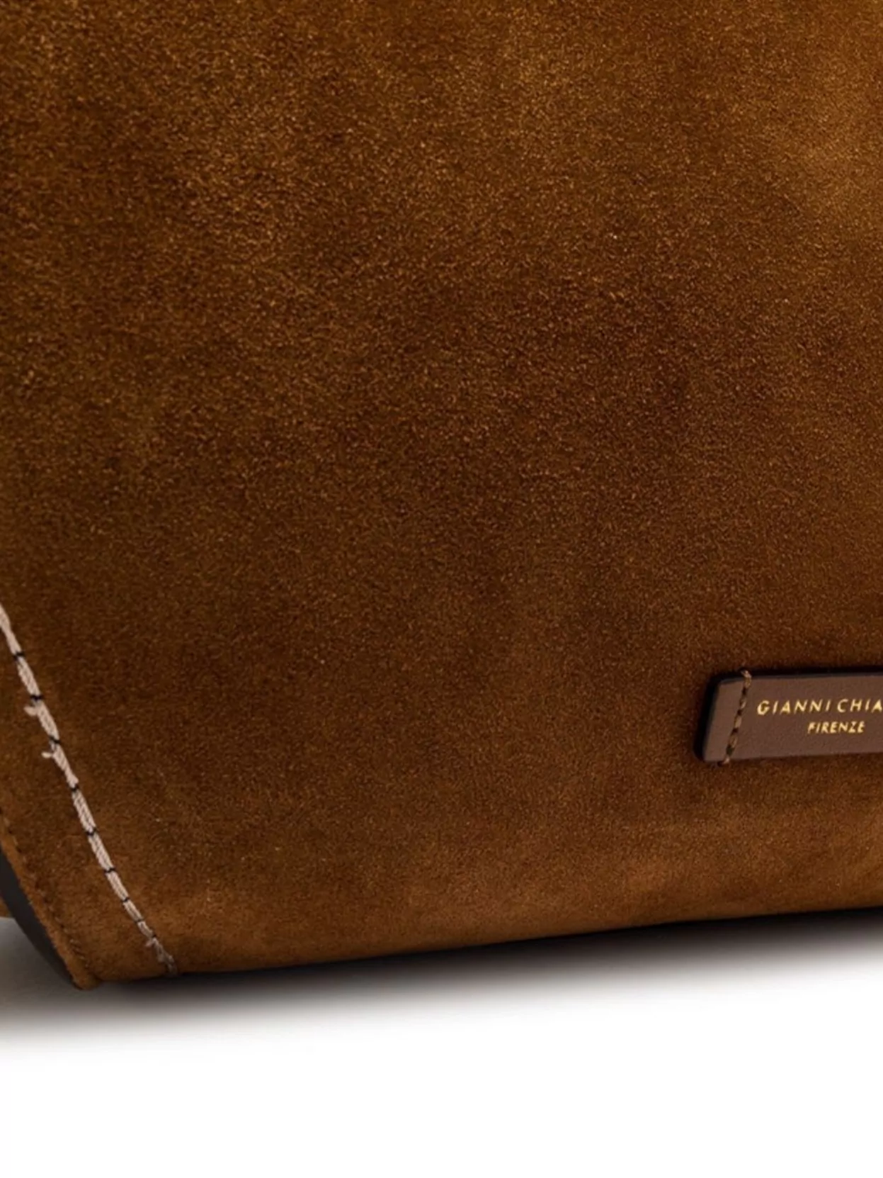 Gianni Chiarini Suede Shoulder Bag With Adjustable Strap And Contrast Stitching In Brown