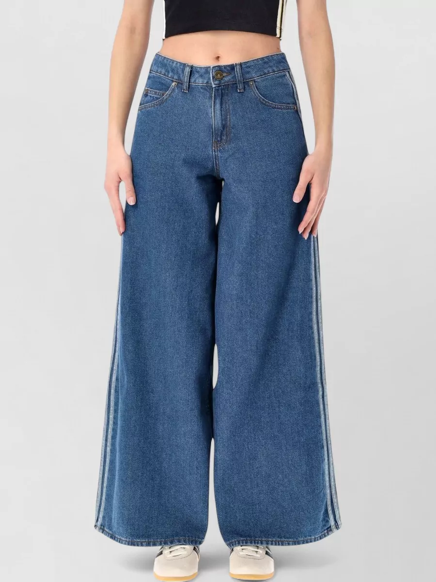 Adidas Originals denim mid-rise wide-leg trousers