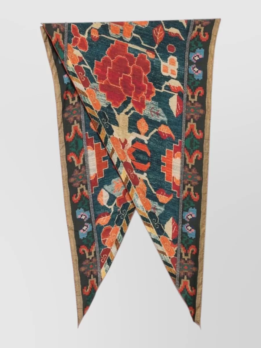 Pierre Louise Mascia Silk Scarf Rectangular Shape Finished Edges