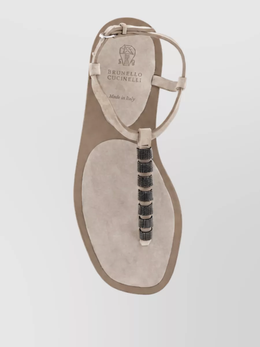 Brunello Cucinelli Leather Slide Sandals
