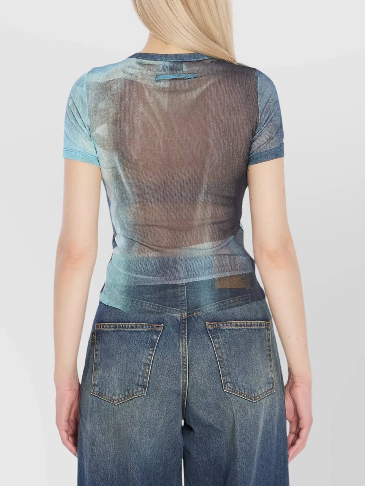 Jean Paul Gaultier Mesh Baby Printed Water Tee In Blue