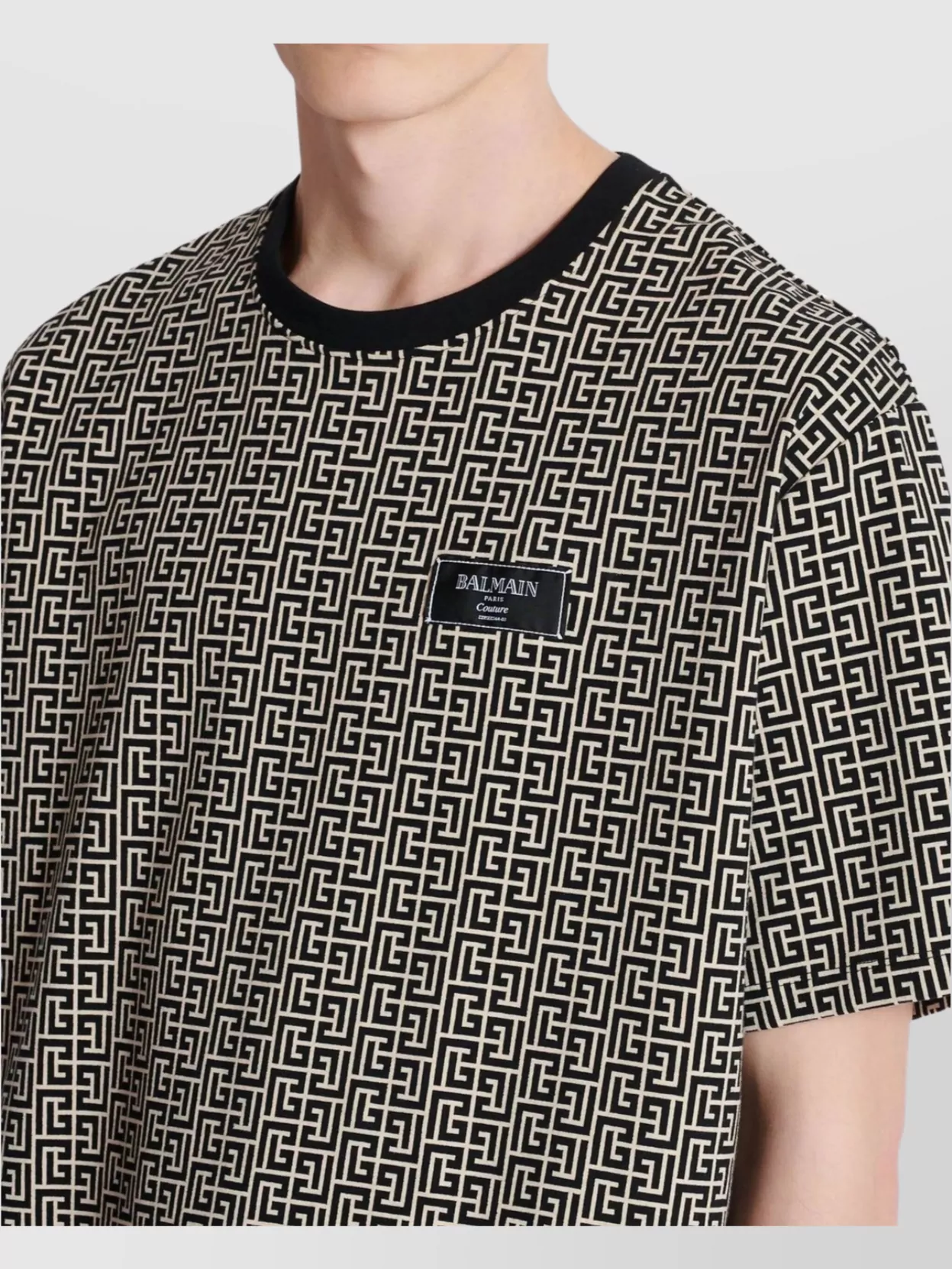 Balmain Geometric Pattern Crew Neck T-Shirt