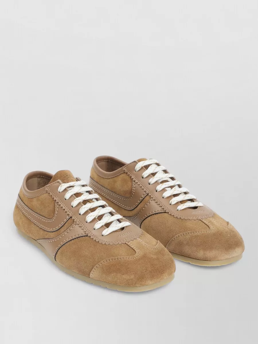 Dries Van Noten leather suede low-top sneakers