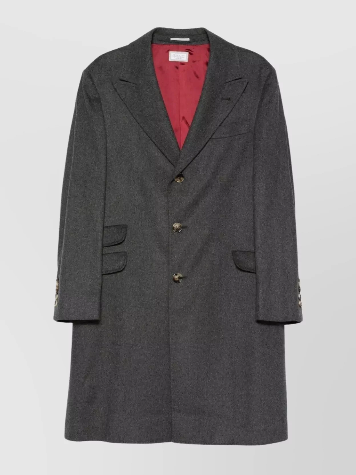 Brunello Cucinelli Button-fastening Flap-pocket Coat In Gray