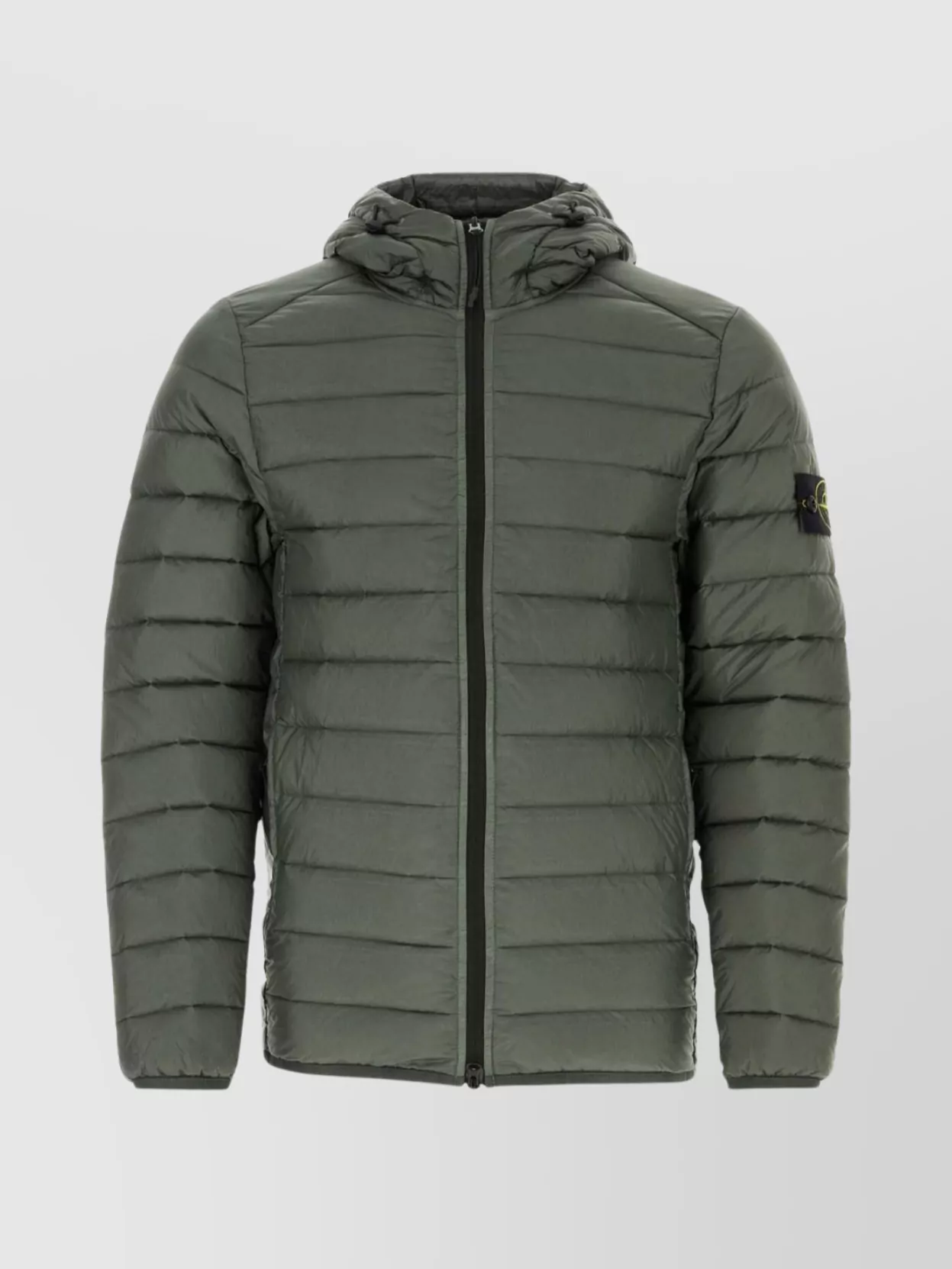 Stone Island Nylon Down Jacket With Hood And Quilting In Grey