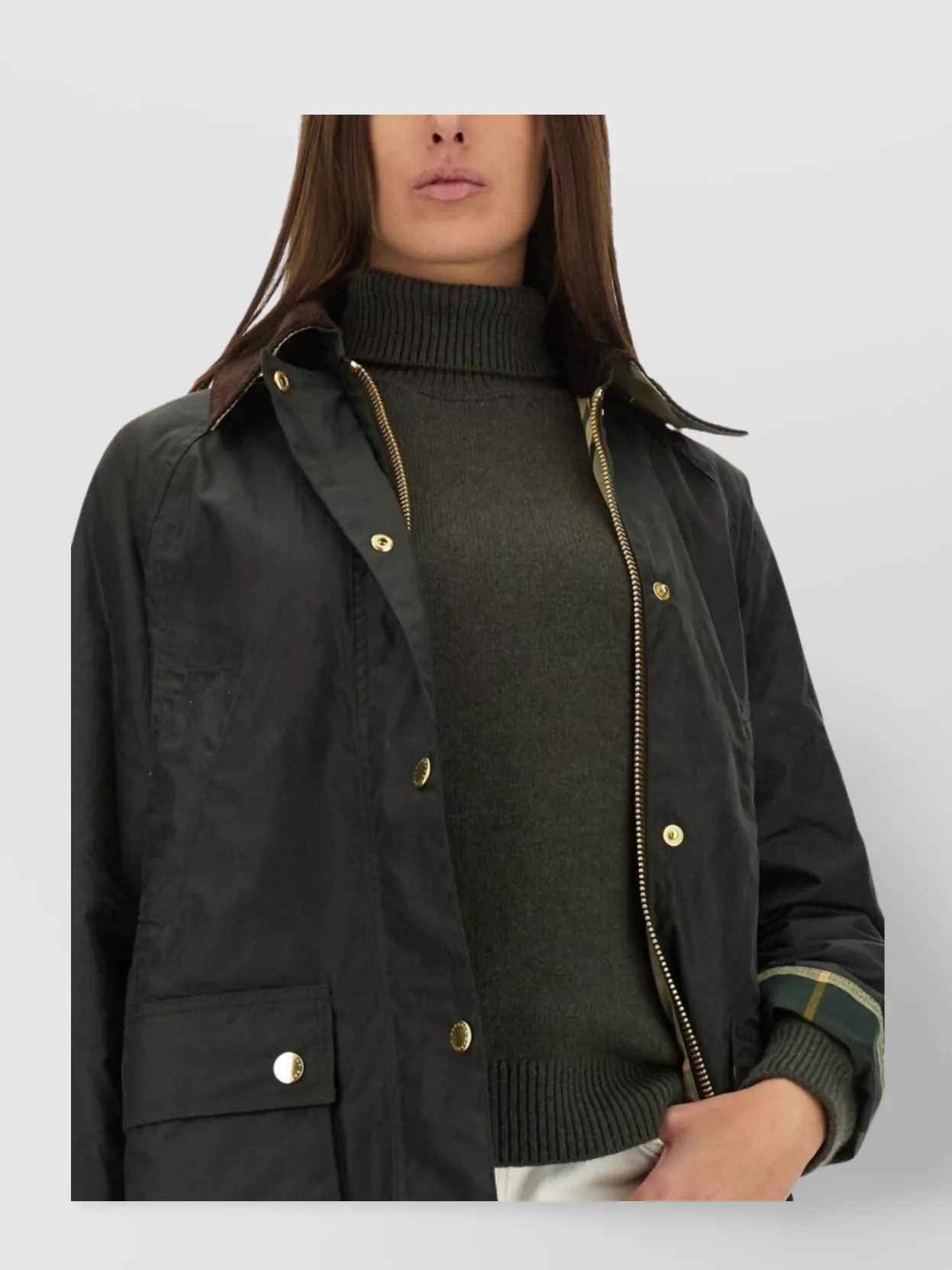 Barbour Long Waxed Collar Detail Jacket