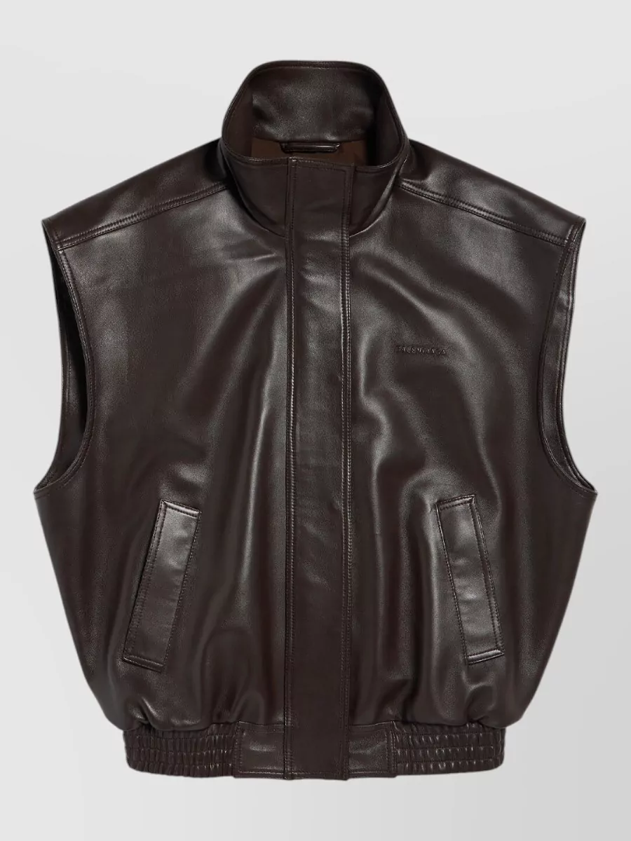 Balenciaga lamb leather sleeveless blouson
