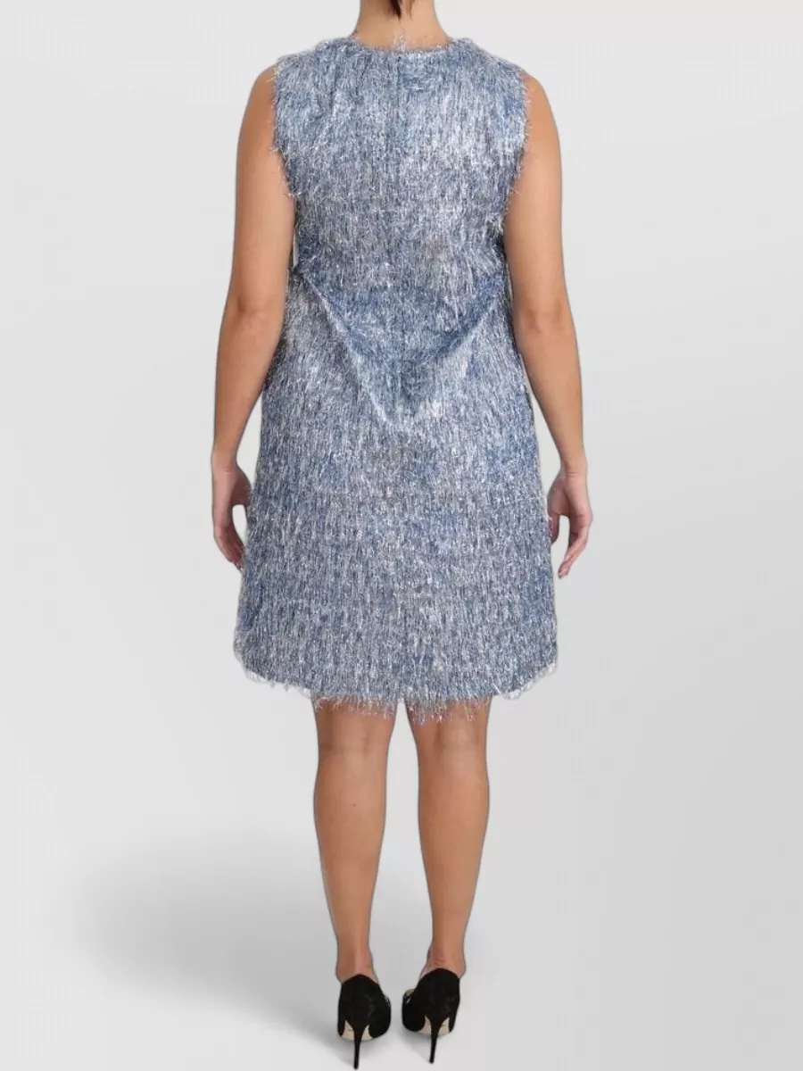 Dolce&Gabbana Silk Fringe Sleeveless Knee-Length Dress