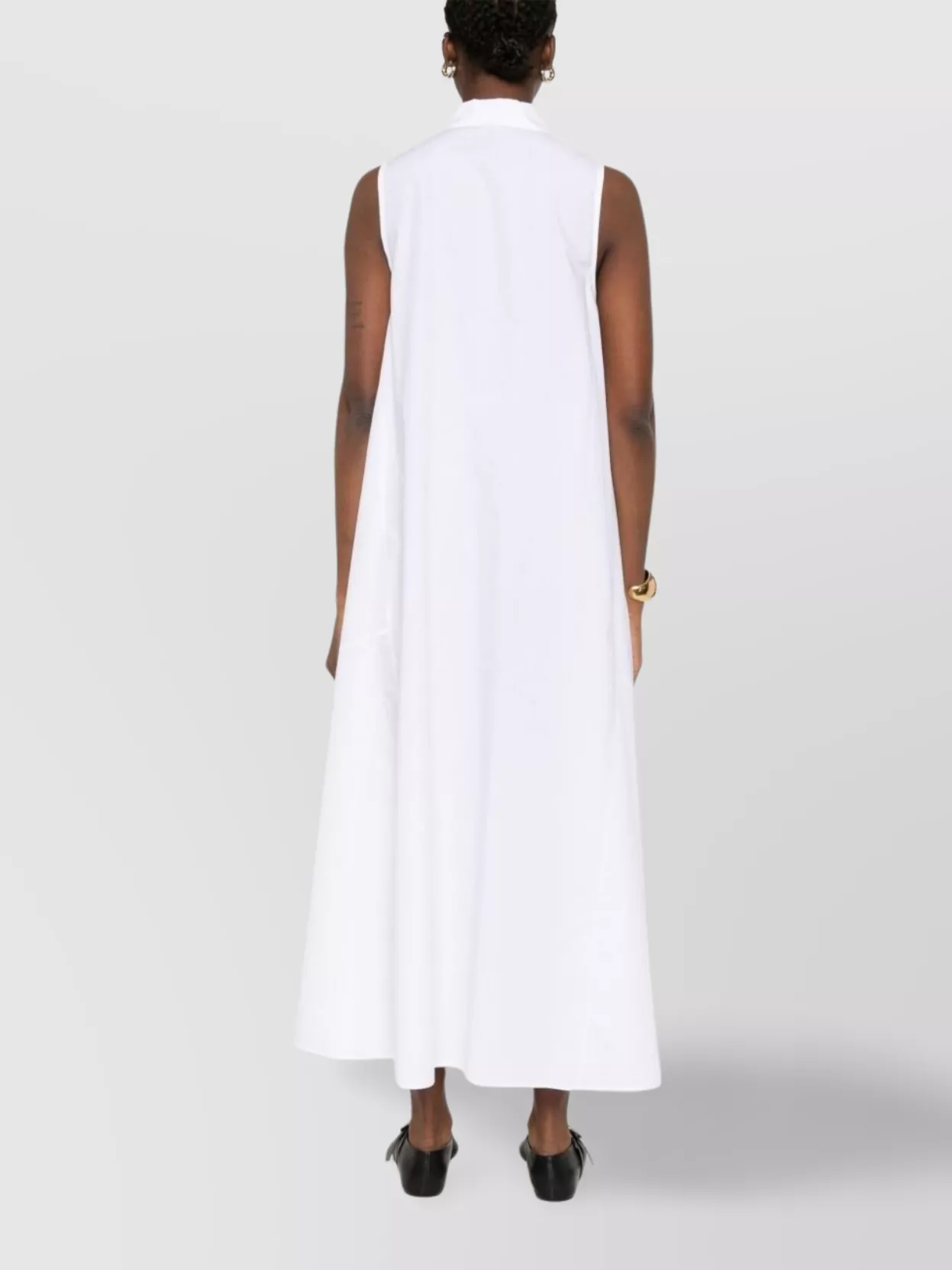 Emporio Armani Cotton Dress A-Line Silhouette Keyhole Neck