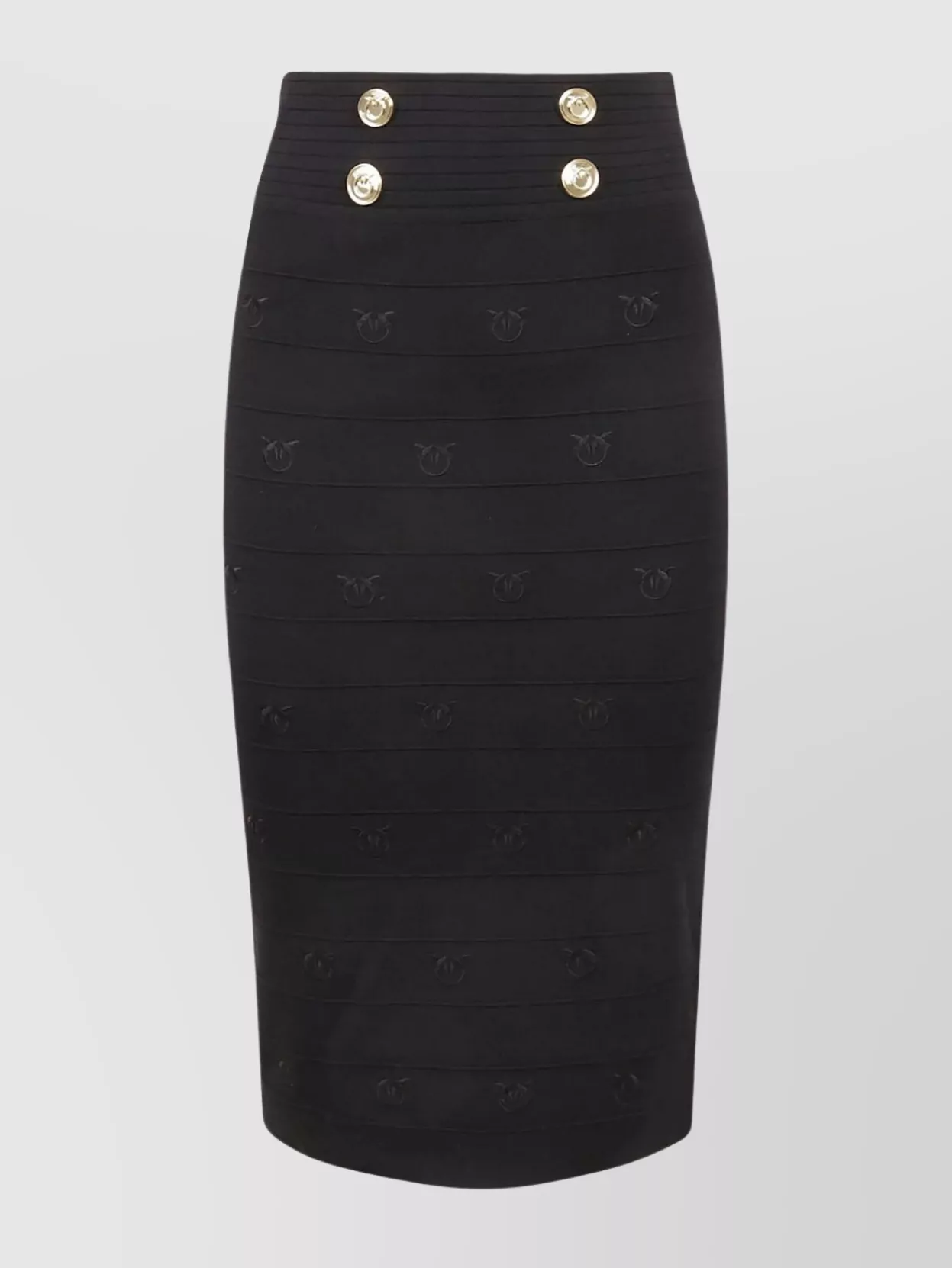 Shop Pinko Buttoned Ribbed High-waisted Skirt In Black
