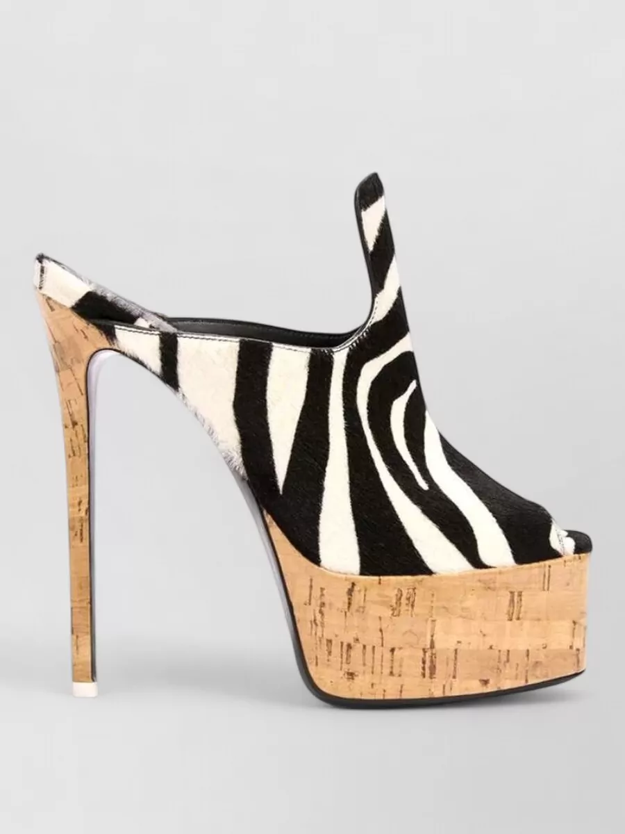 The Attico zebra-print leather platform mules 140mm