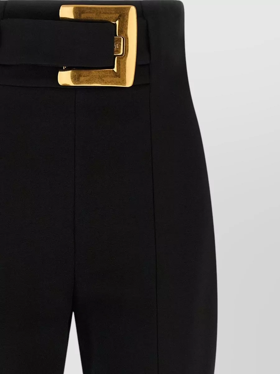 Balmain High Waist Trousers Gold Buckle Belt