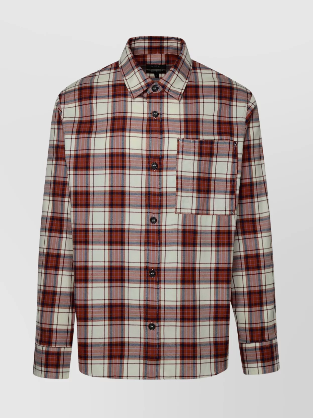 Shop Apc Cotton Shirt Chest Pocket Checkered
