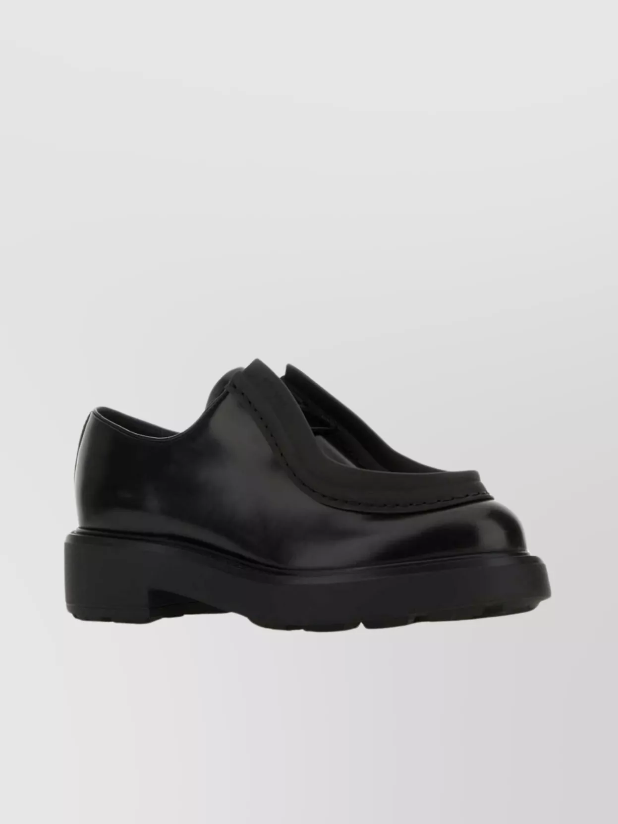 Shop Prada Lace-up Leather Shoes Platform Sole