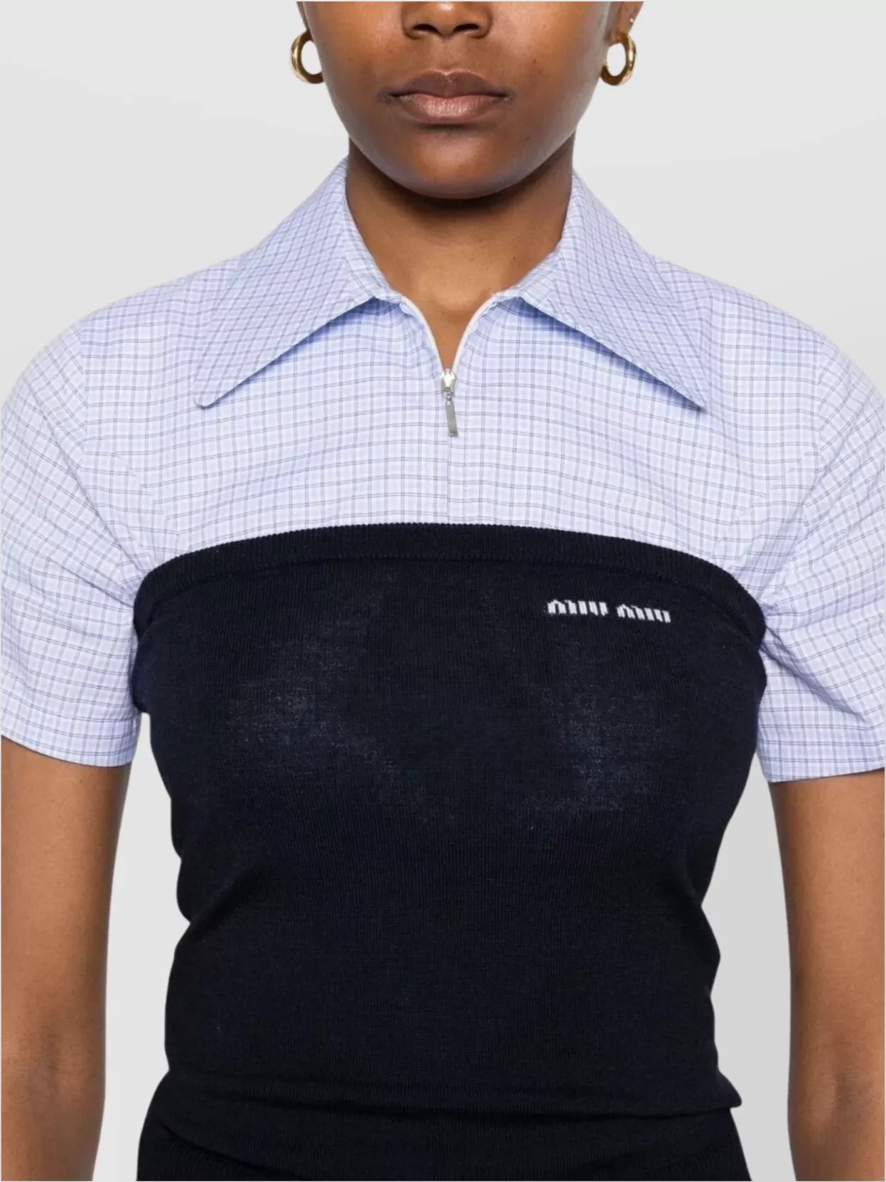 Miu Miu Knitwear Collared Strapless Short Sleeves Front