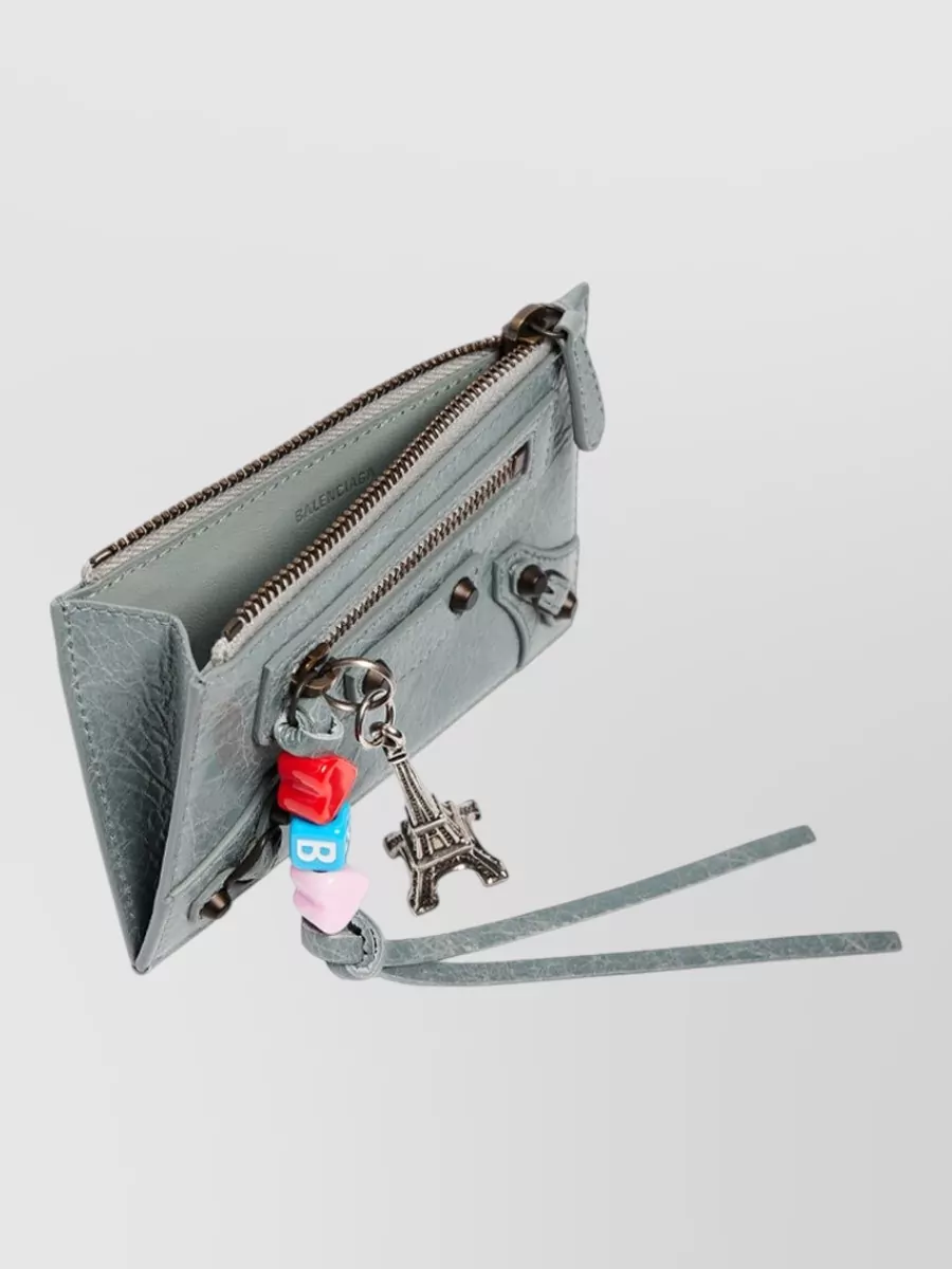 Balenciaga Leather Long Coin And Card Holder With Charms