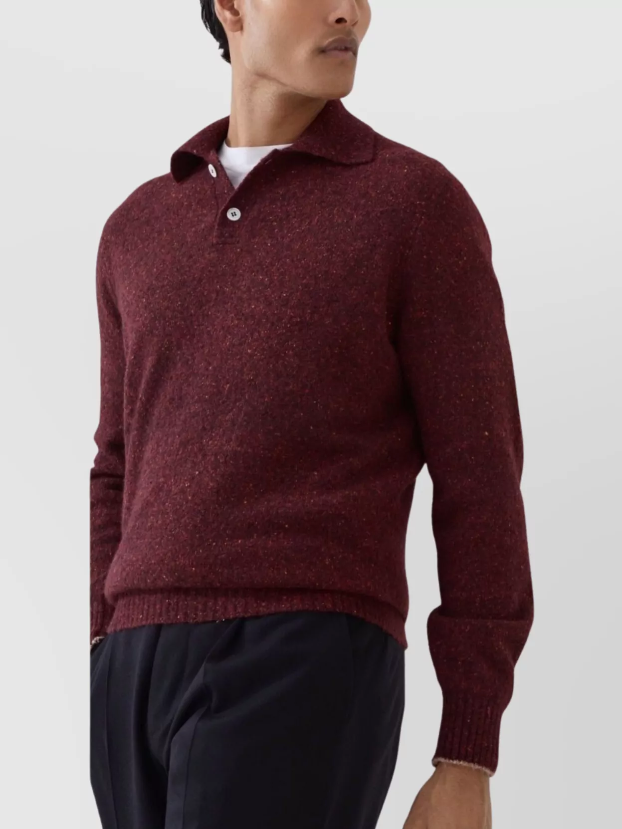 Brunello Cucinelli V Neck Long Sleeve Collared Knitwear