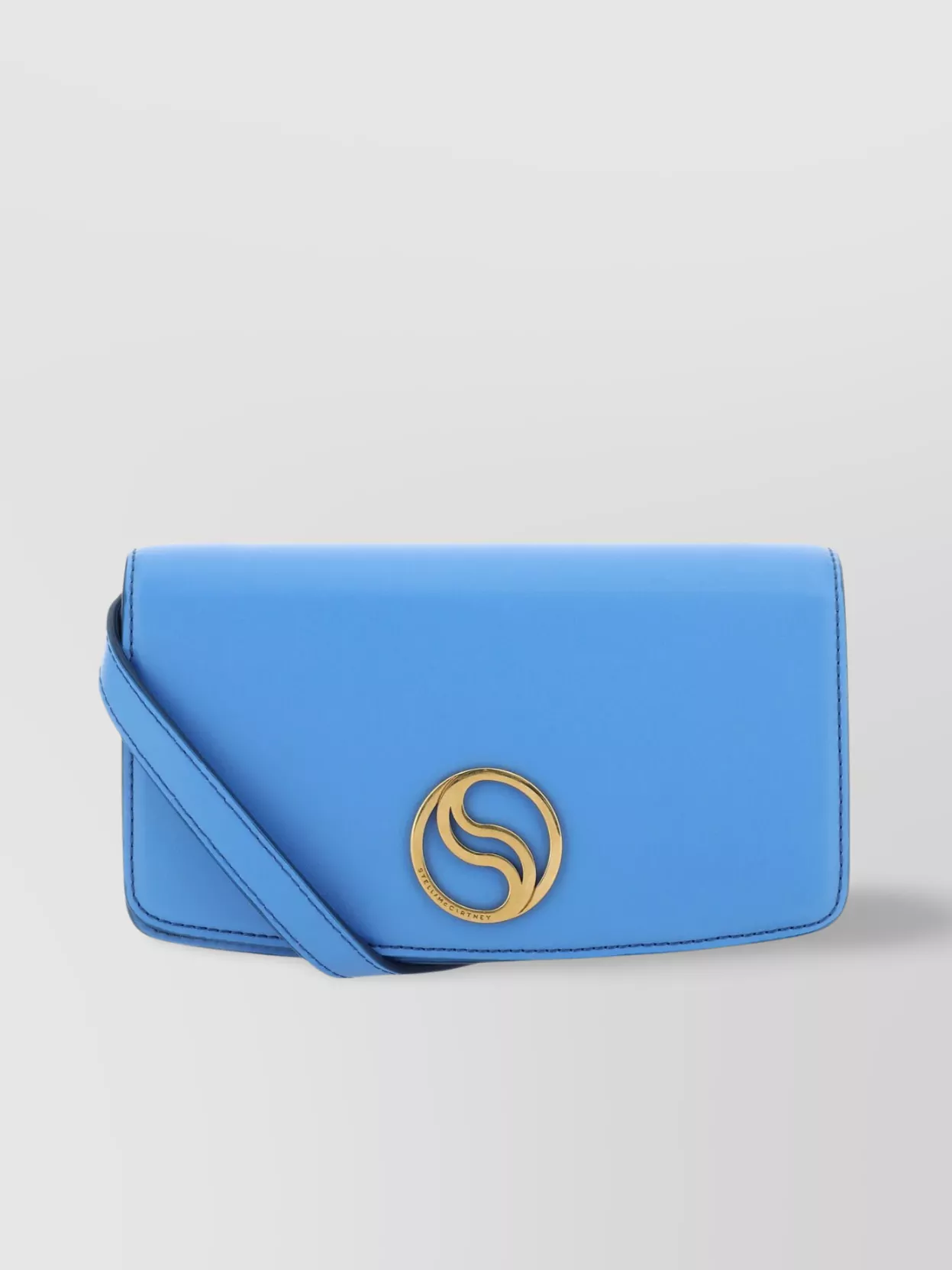 Shop Stella Mccartney S-wave Quilted Rectangular Clutch With Chain Strap In Blue
