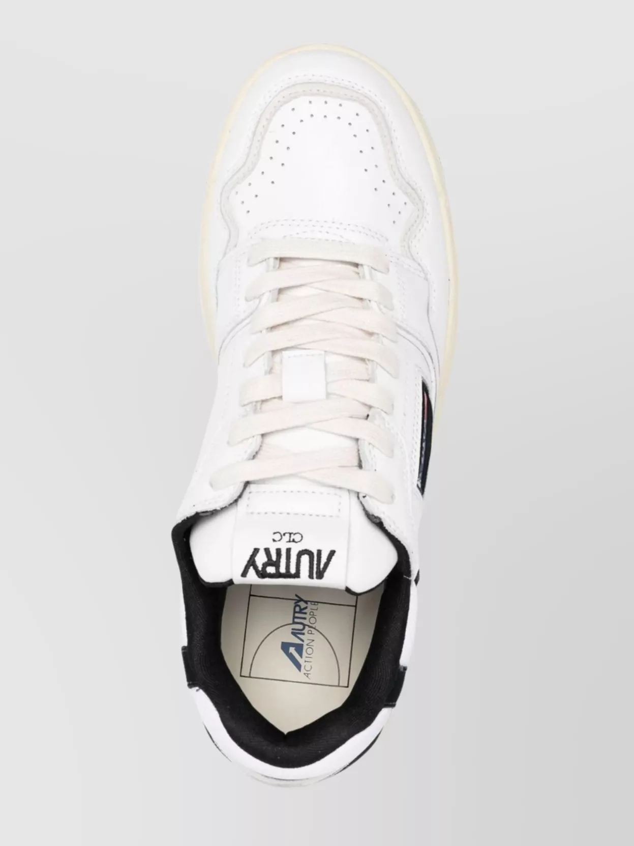 Autry White Low Top Sneakers With Black Details And Logo Patch In Leather And Suede Man