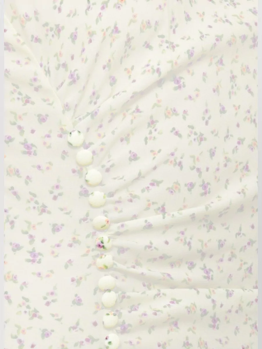Mar De Margaritas Floral-Print Draped Midi Dress