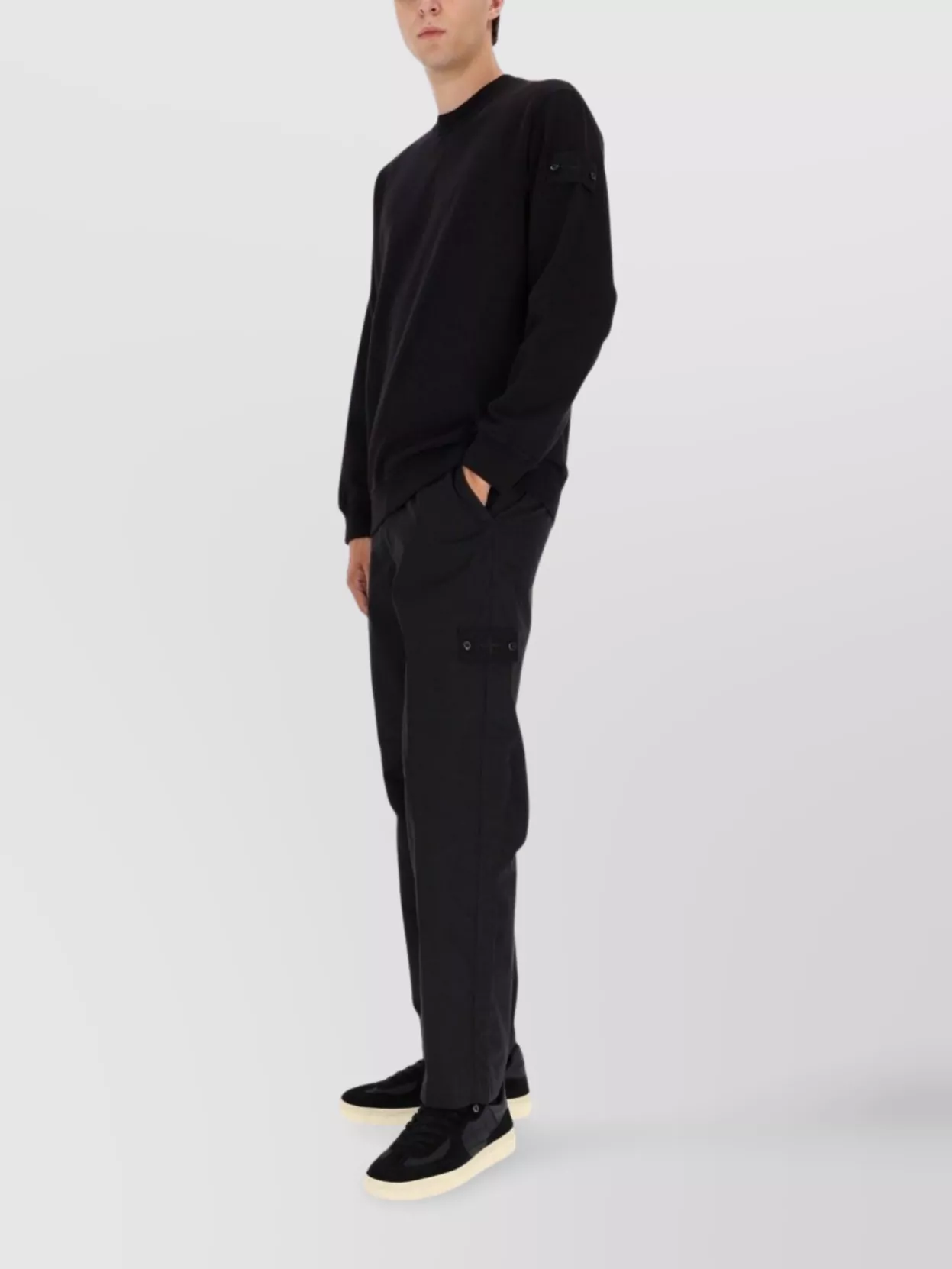 Stone Island Crew Neck Sweater With Arm Patch Detail