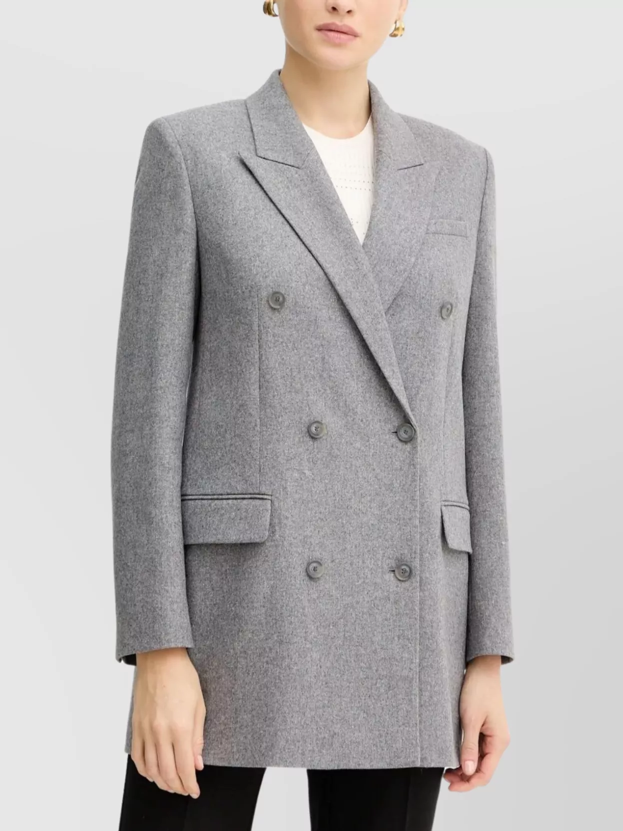 Boss Double-Breasted Longline Blazer Flap Pockets