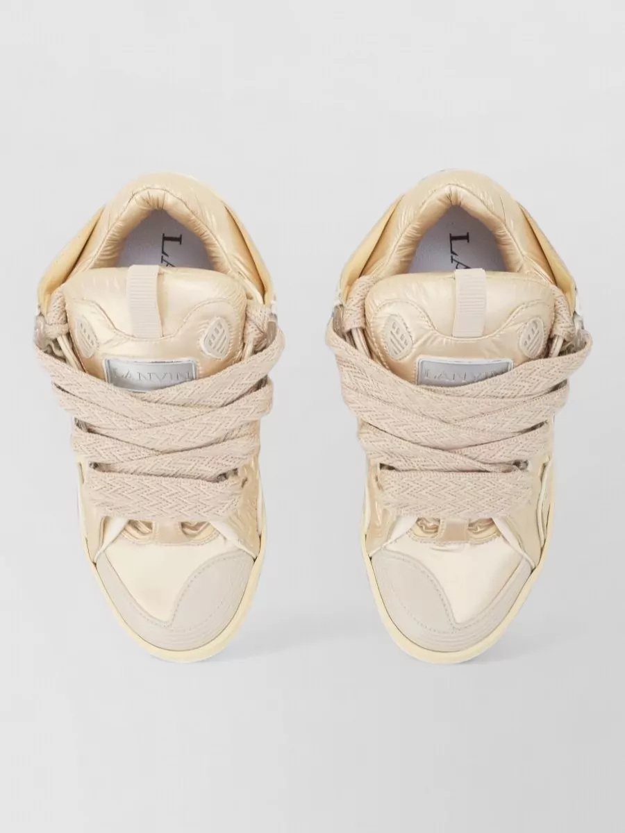 Lanvin Nylon Leather High-Top Sneakers