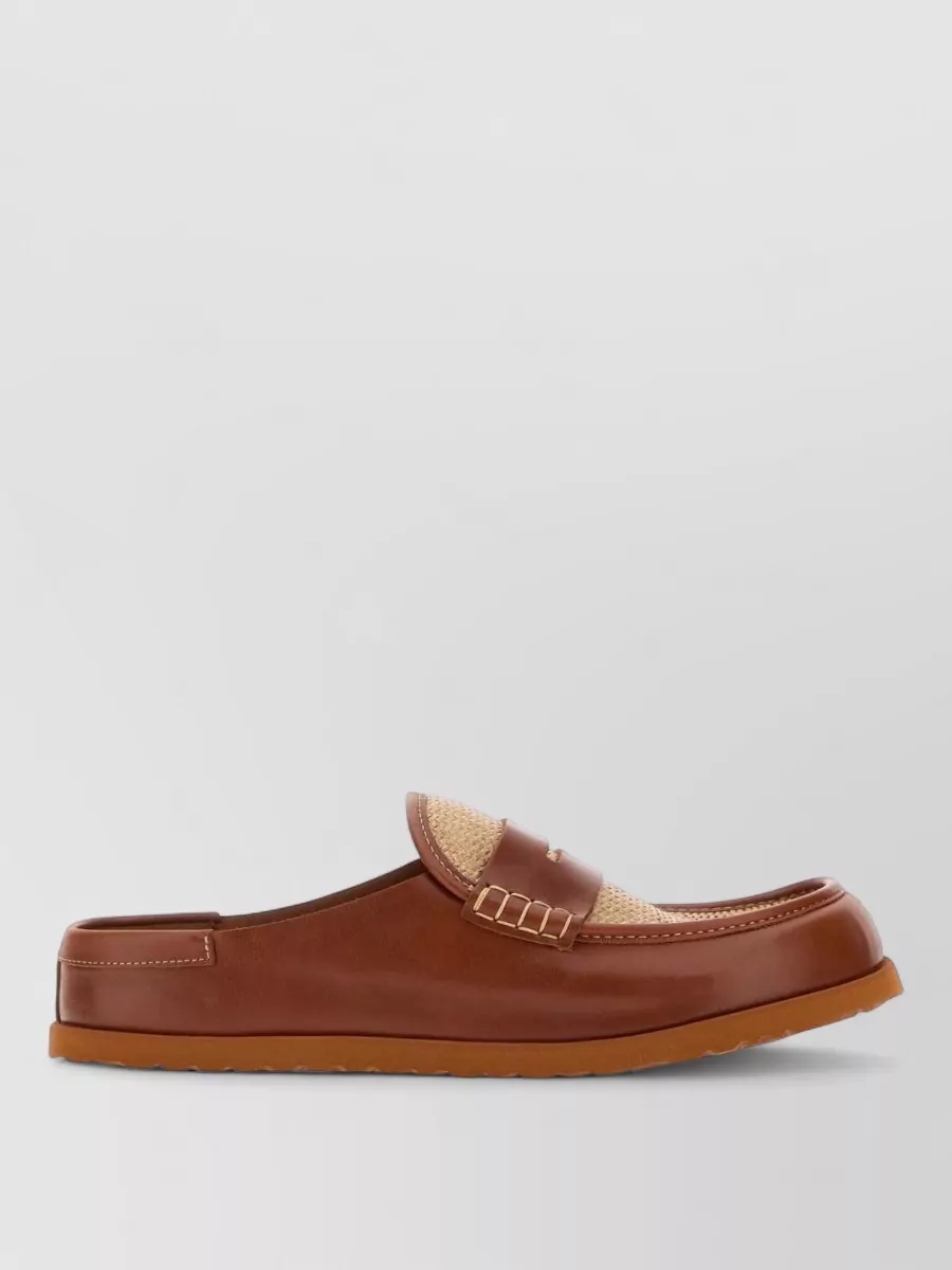 Birkenstock 1774 leather and raffia loafers