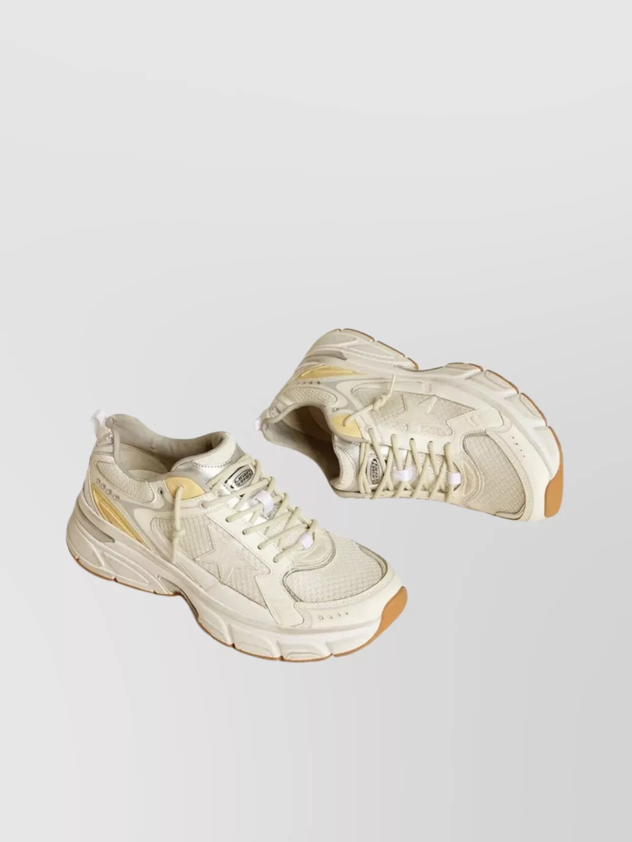 Golden Goose Lightstar White Low Top Sneakers With Logo Patch On The Tongue And Logo Lettering On The Heel In Lea