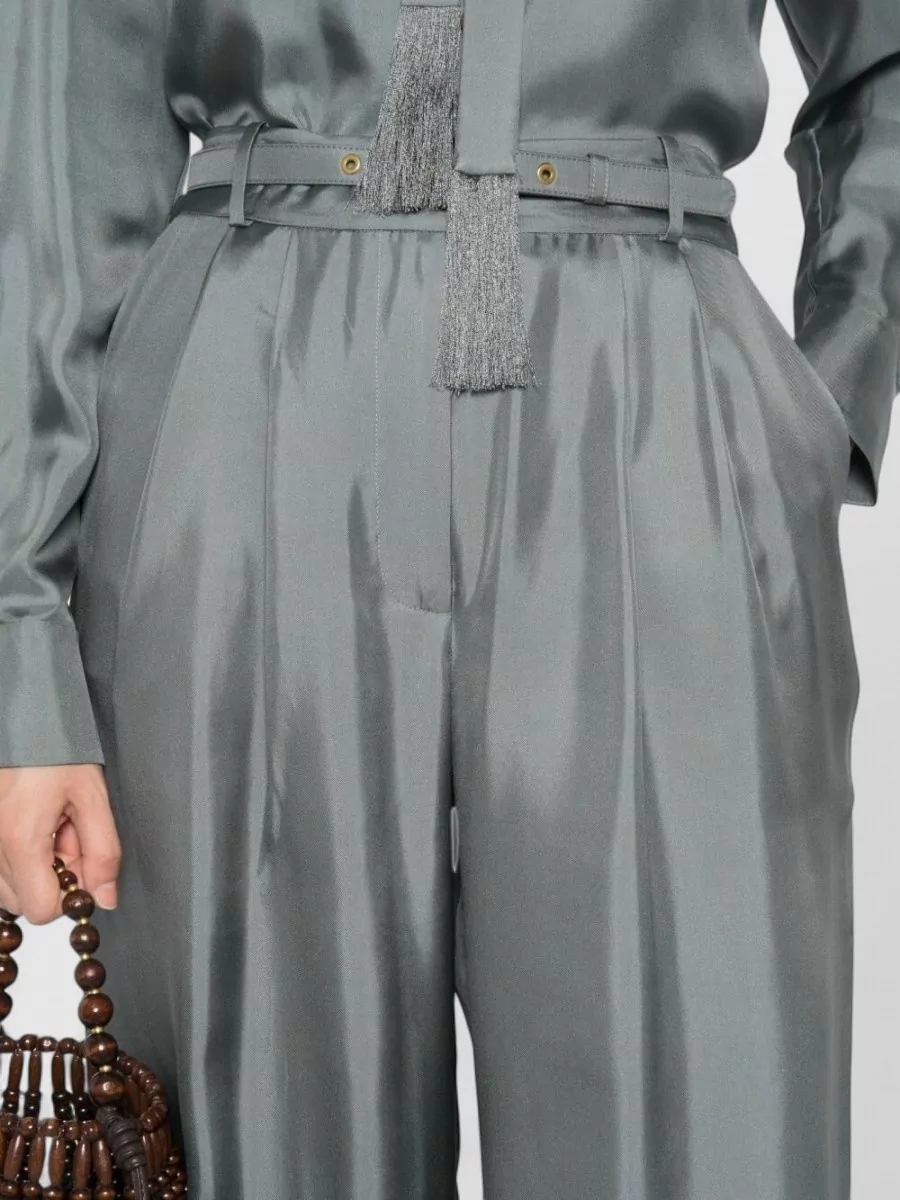 Zimmermann Silk Pleated Wide-Leg Suit Trousers