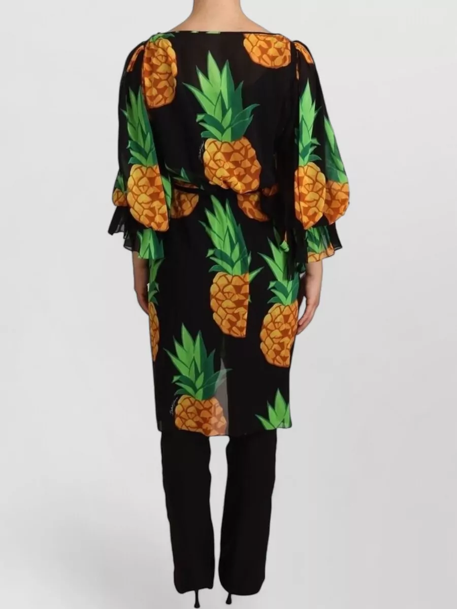 Dolce&Gabbana Silk Pineapple-Print Wrap Mini Dress