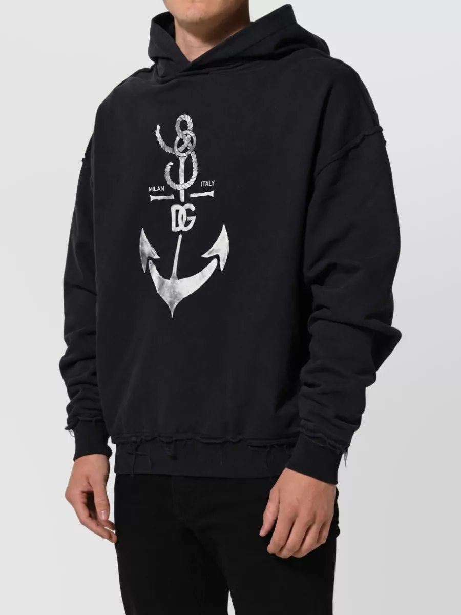 Dolce&Gabbana Cotton Anchor Print Hoodie