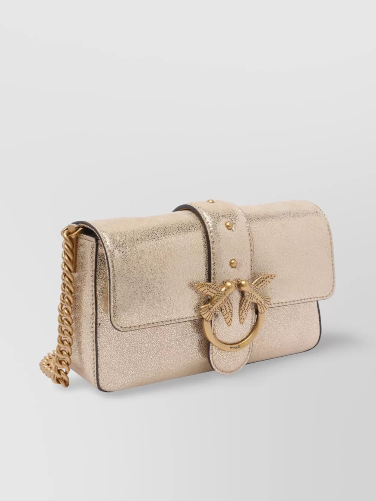 Pinko Bird Chain Glitter Metallic Crossbody Bag