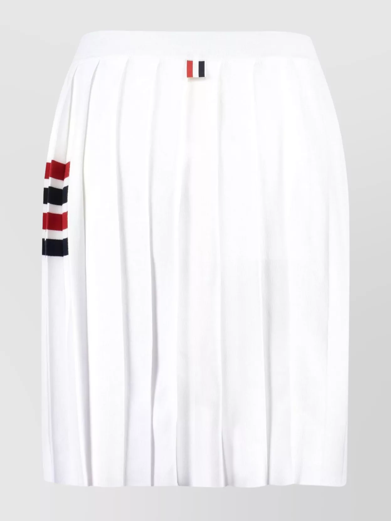 Thom Browne Knitted Pleated Skirt With Tricolor Striped Detail