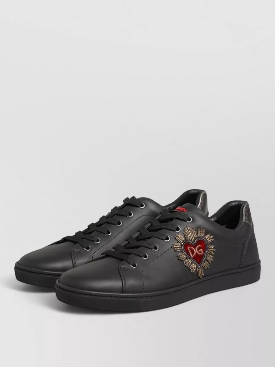 Dolce&Gabbana Leather Heart Embellished Low-Top Sneakers