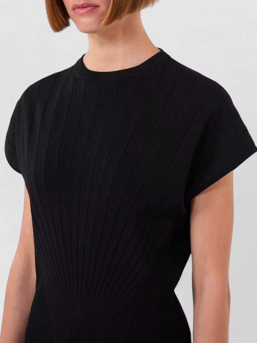 Sportmax Knit Top Fitted Silhouette Ribbed Cap Sleeves