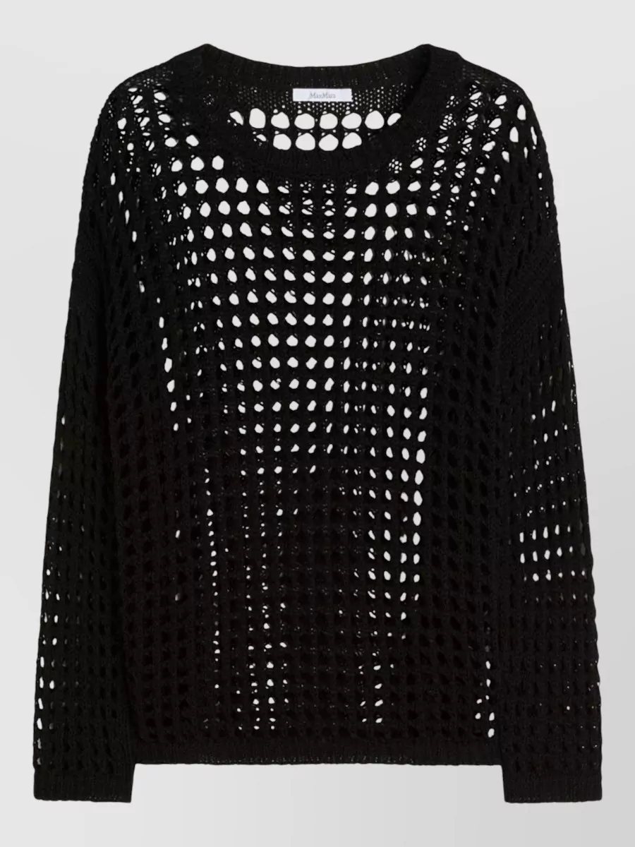 Max Mara Linen Open-Knit Oversized Boat Neck Jumper