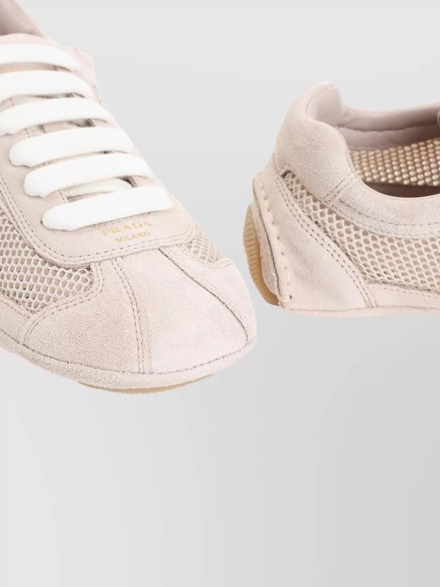 Prada Stylish Sneakers With Mesh And Suede Design