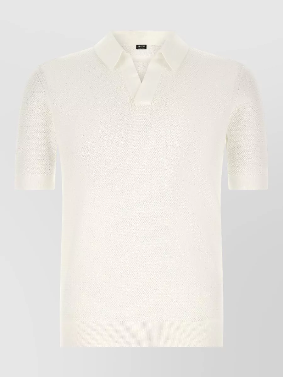 Zegna Ribbed jacquard knit polo shirt